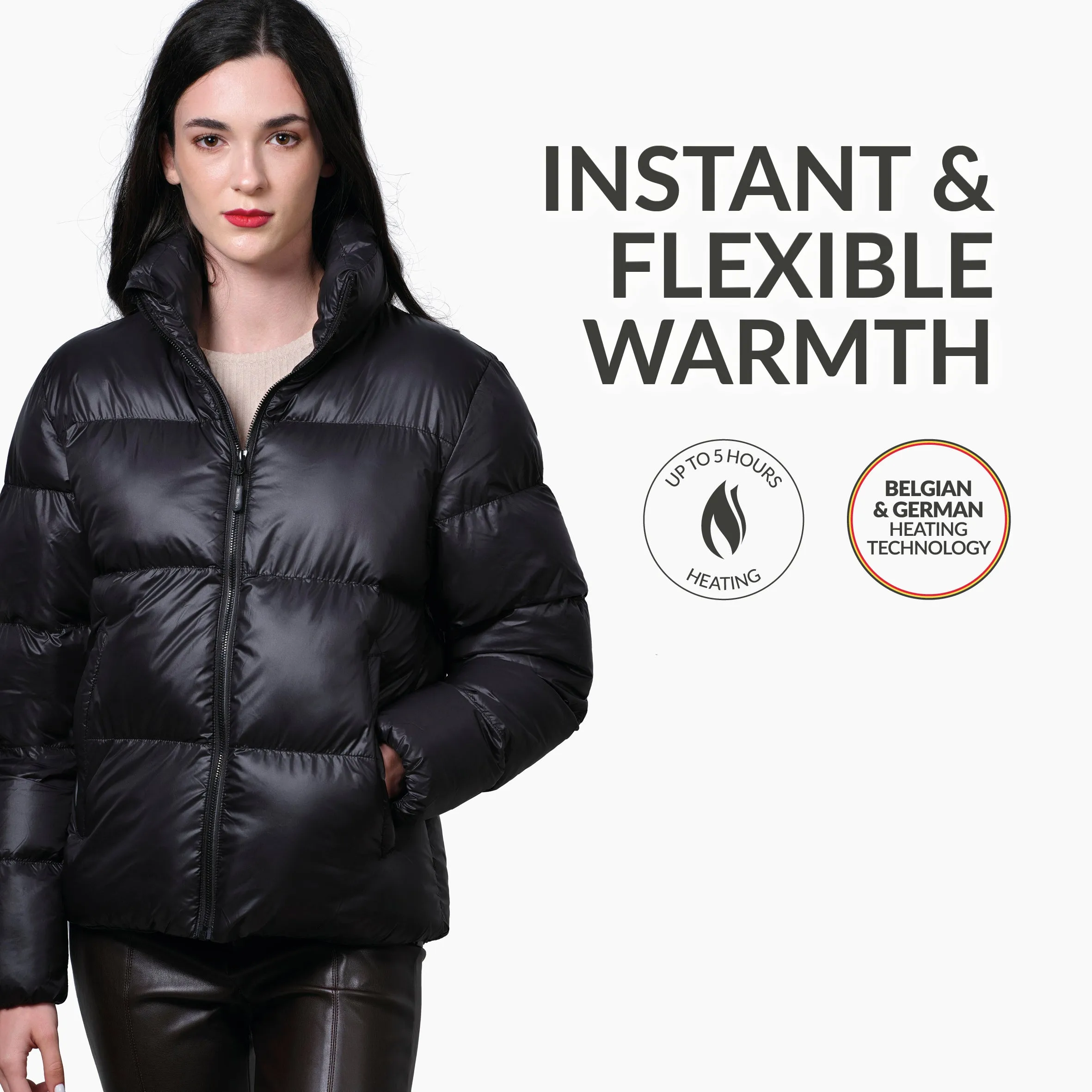 Heated padded jacket – Slim Fit For Women – extra padded collar