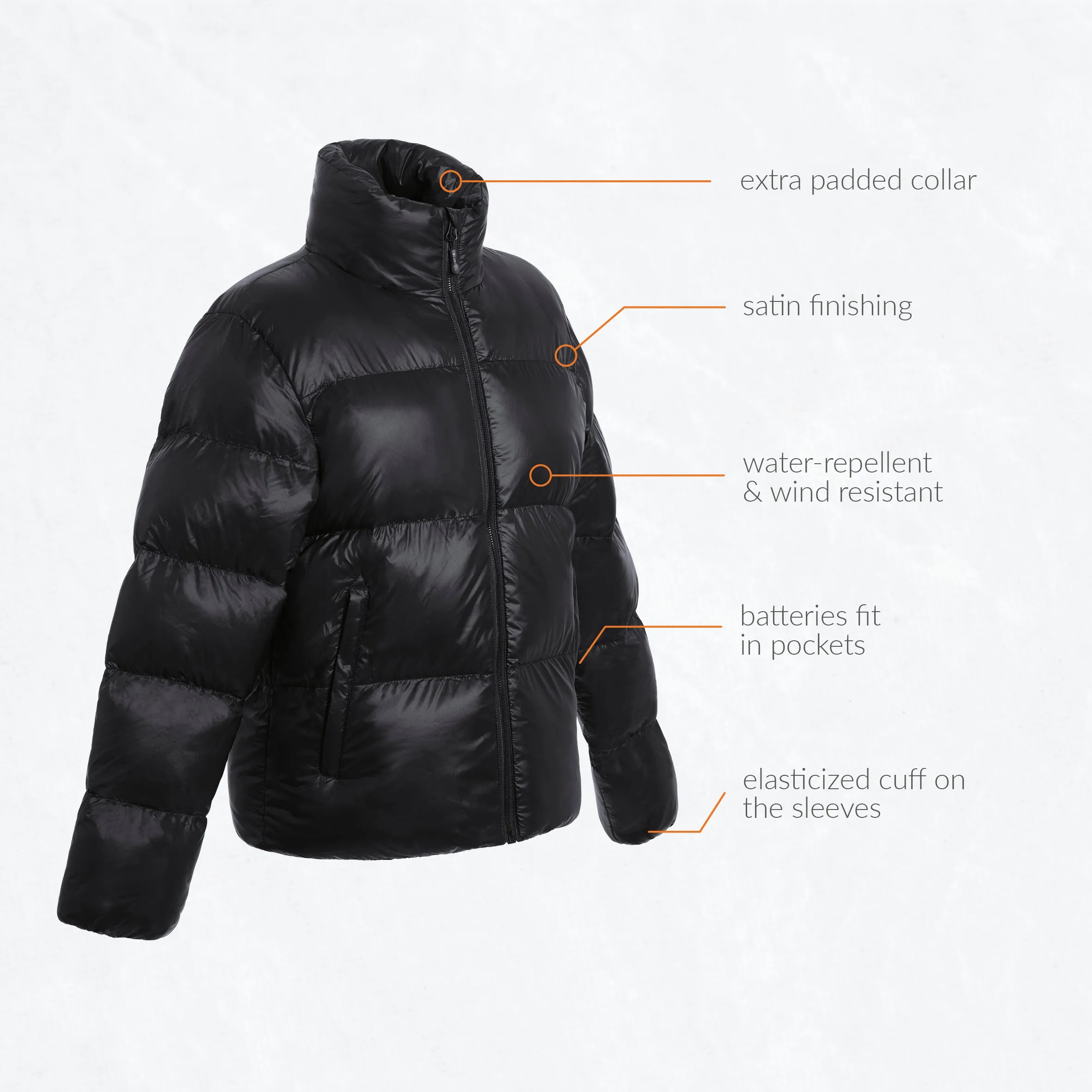 Heated padded jacket – Slim Fit For Women – extra padded collar