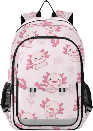 Hexagonal Salamander Backpack for Boys Girls Elementary School Bag Kids Bookbag Travel Rucksack With Reflective Stripes