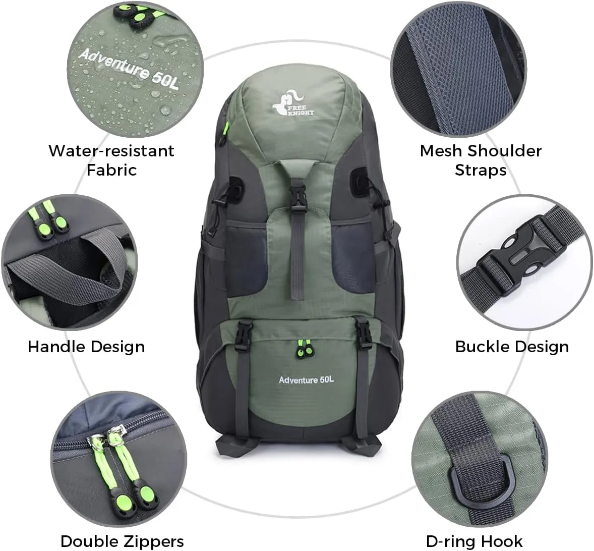 Hiking Backpack 50L Climbing Camping Backpack Large Rucksack for Trekking Travel Outdoor Sport