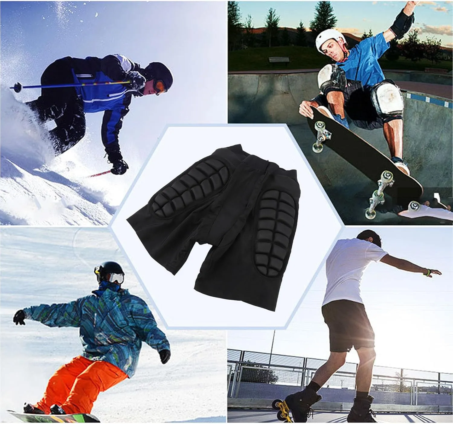 Hip Protection Eva Butt Pads, Shock Absorption Protective Padded Shorts for Snowboard, Skate and Ski Crash Pad for Snowboarding Skateboarding