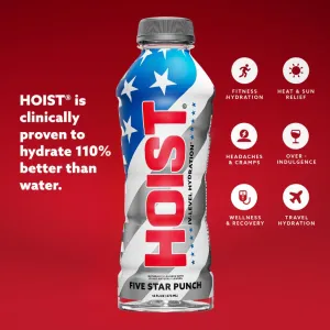 Hoist Premium Hydration Isotonic Electrolyte Drink, Powerful IV-Level Hydration, Five Star Punch, 16 Fl Oz (Pack of 12)