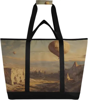 Hot Air Balloon Reusable Insulated Lunchbox Cooler Bag, Leakproof Kitchen Grocery Bag Collapsible Portable Cooler Tote Bag for Picnic, Camping, Office, Travel