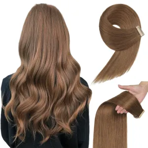 Human Hair Tape in Extensions, Medium Brown Hair Extensions Real Human Hair 22 Inch 20pcs Remy Straight Tape ins Invisible Tape in Hair Extensions Human Hair (10#,22 Inch)