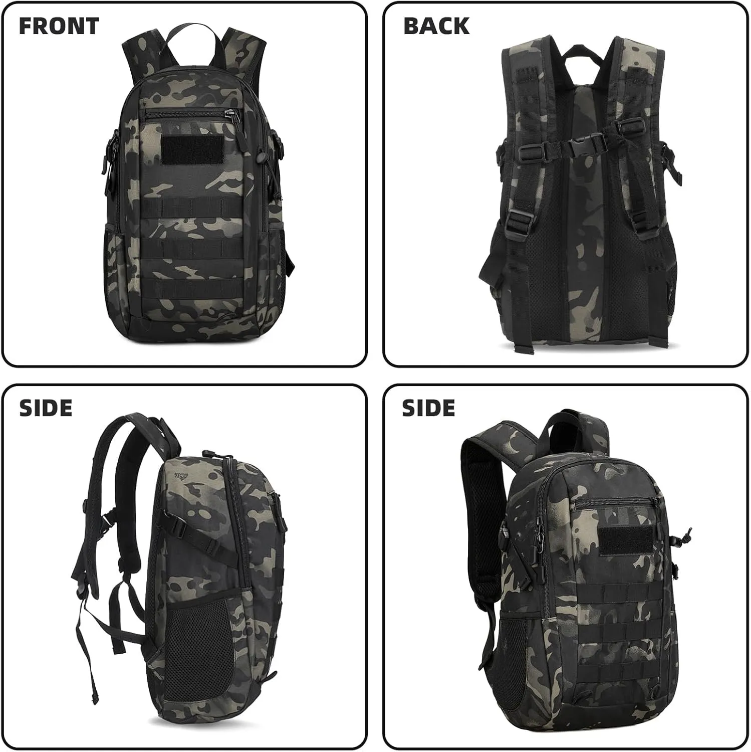 HUNTVP 10L/20L Mini Daypack Military MOLLE Backpack Rucksack Gear Tactical Assault Pack Bag for Hunting Camping Trekking
