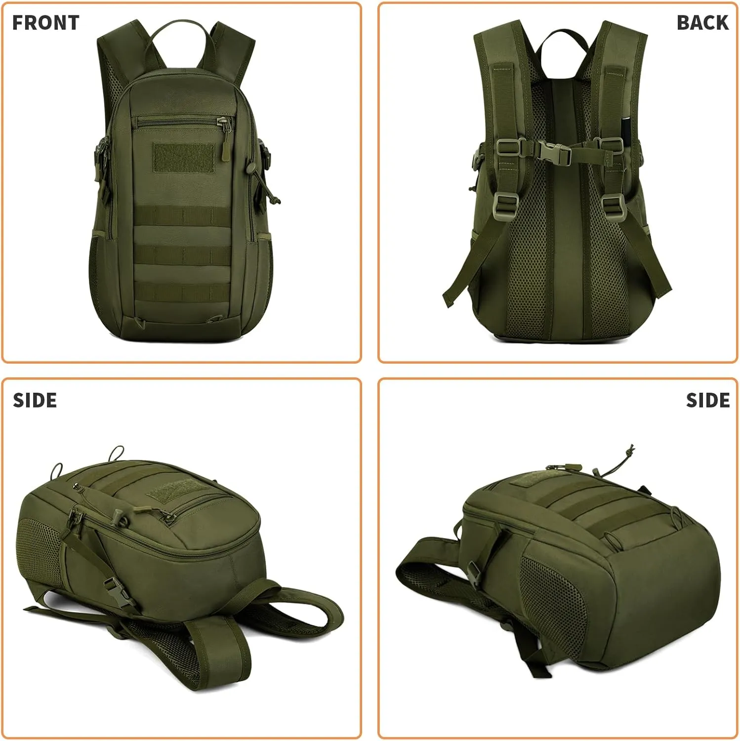 HUNTVP 10L/20L Mini Daypack Military MOLLE Backpack Rucksack Gear Tactical Assault Pack Bag for Hunting Camping Trekking
