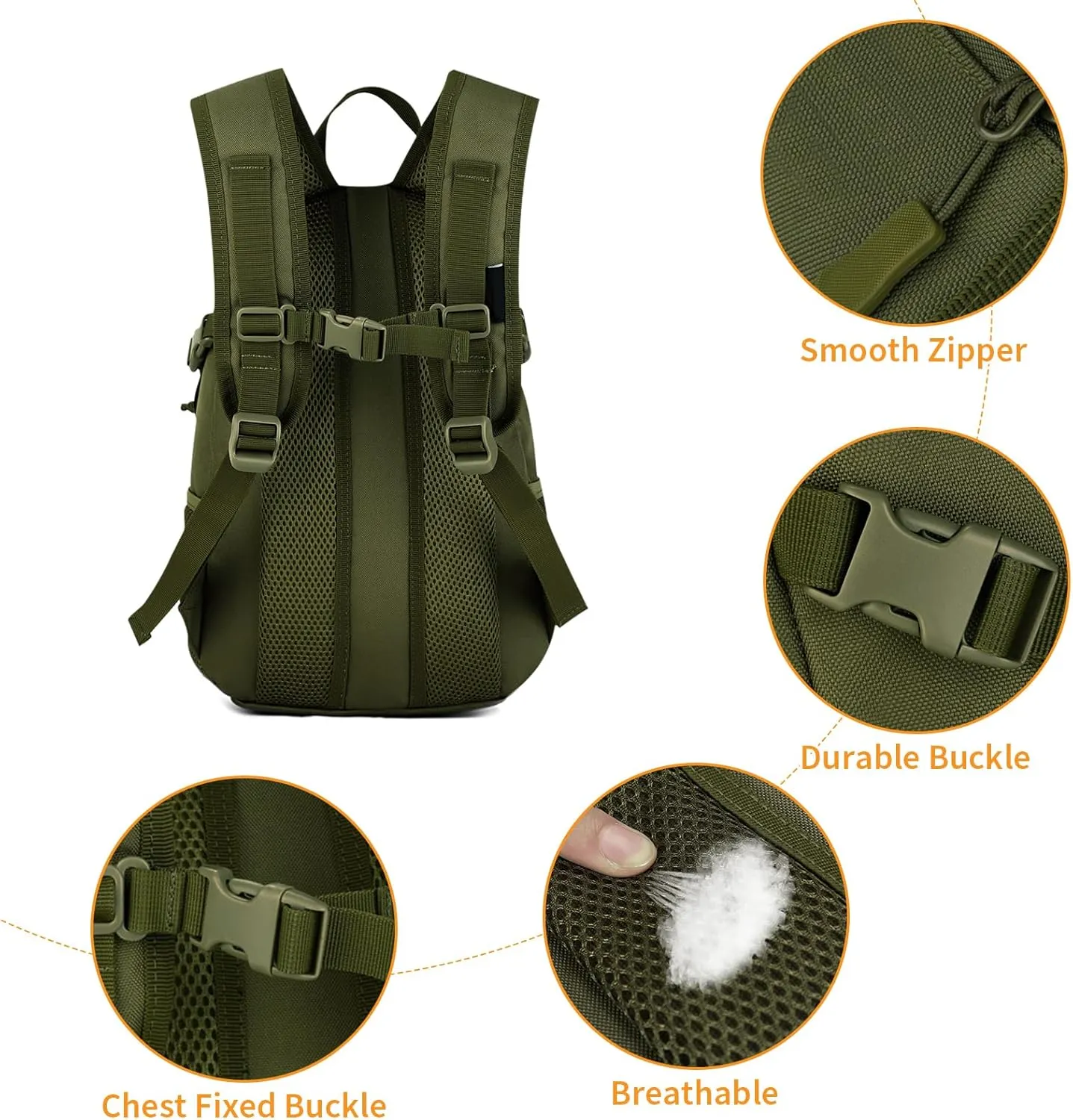 HUNTVP 10L/20L Mini Daypack Military MOLLE Backpack Rucksack Gear Tactical Assault Pack Bag for Hunting Camping Trekking