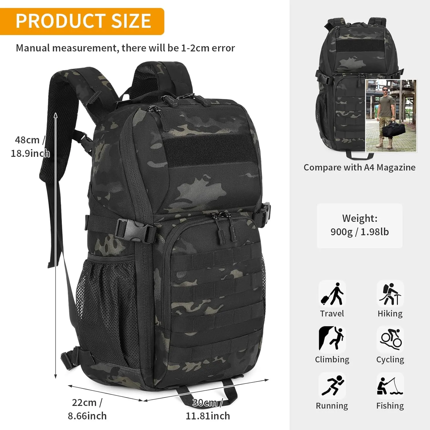 HUNTVP Military MOLLE Backpack Hunting Rucksack Gear Tactical Backpack Assault Pack 25L