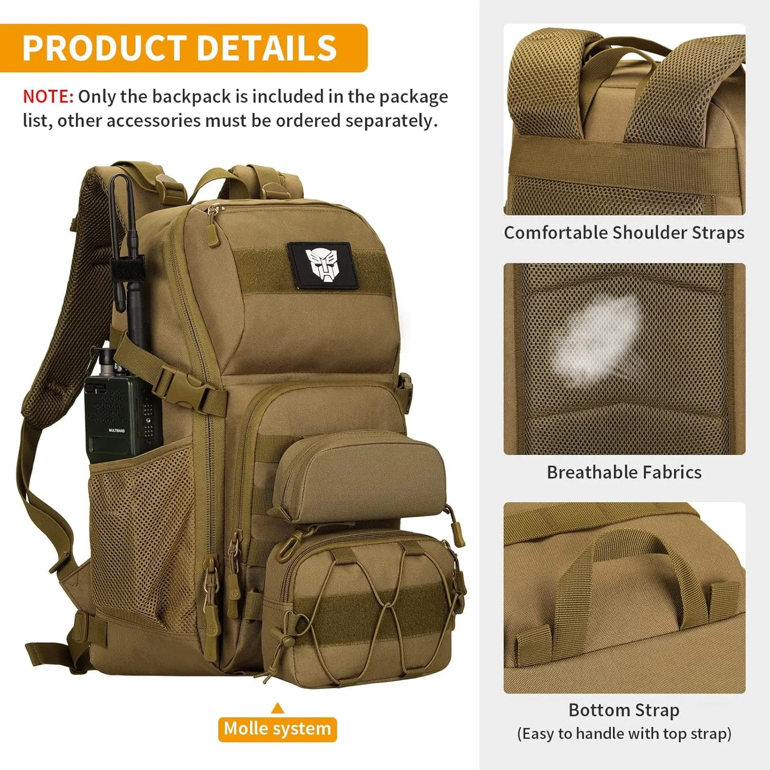 HUNTVP Military MOLLE Backpack Hunting Rucksack Gear Tactical Backpack Assault Pack 25L