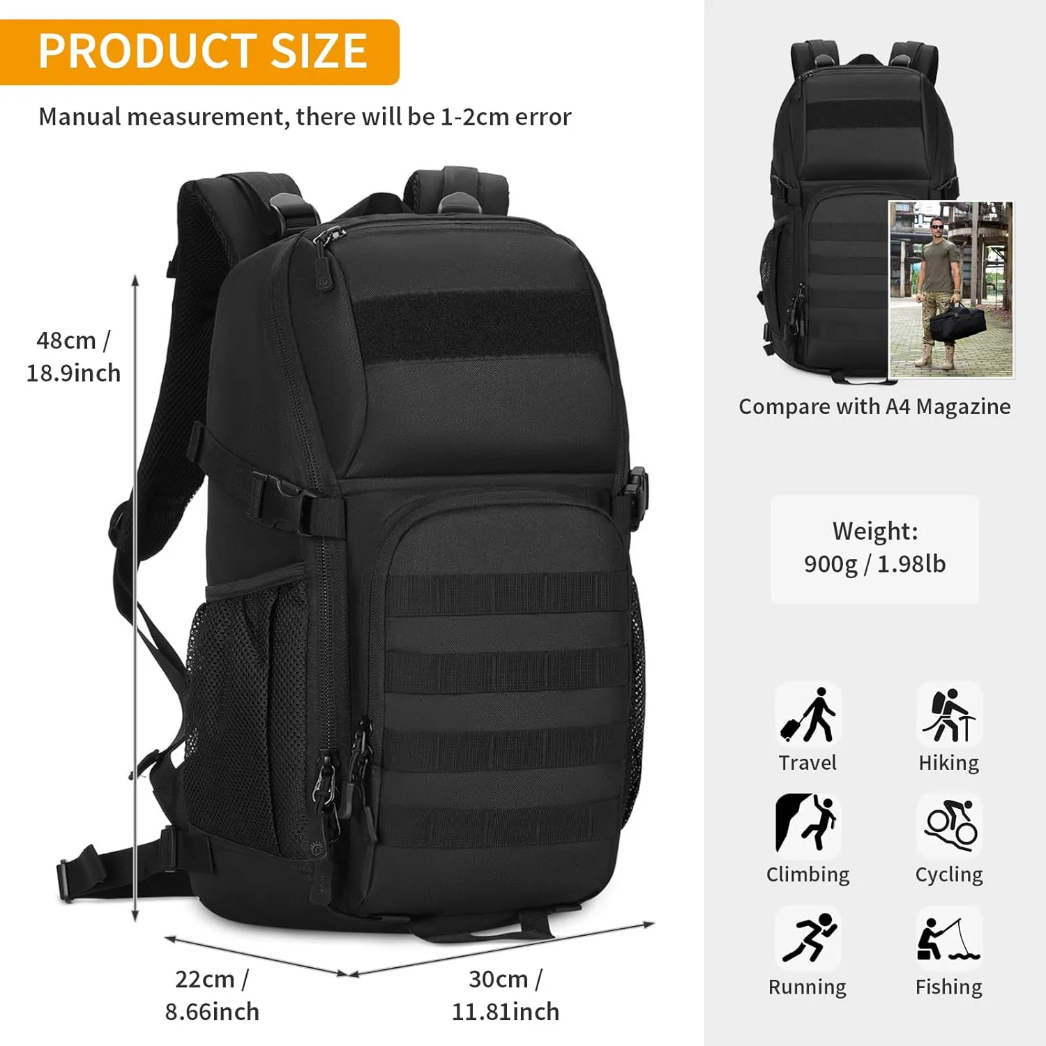 HUNTVP Military MOLLE Backpack Hunting Rucksack Gear Tactical Backpack Assault Pack 25L