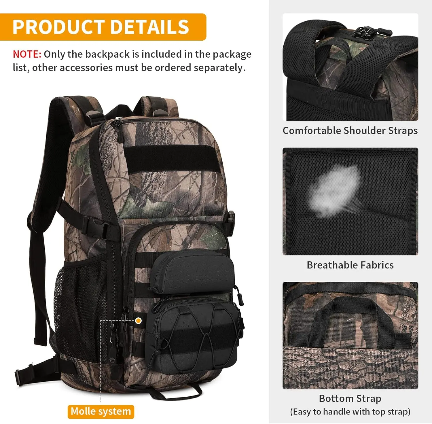 HUNTVP Military MOLLE Backpack Hunting Rucksack Gear Tactical Backpack Assault Pack 25L