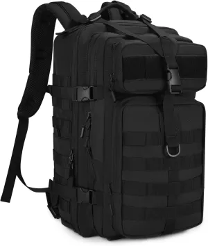HUNTVP Military Tactical Backpack 45L Tactical Laptop Backpack MOLLE Backpack 1000D 3 Day Assault Pack Army Camping Hiking Rucksack Outdoor Backpack (Black)