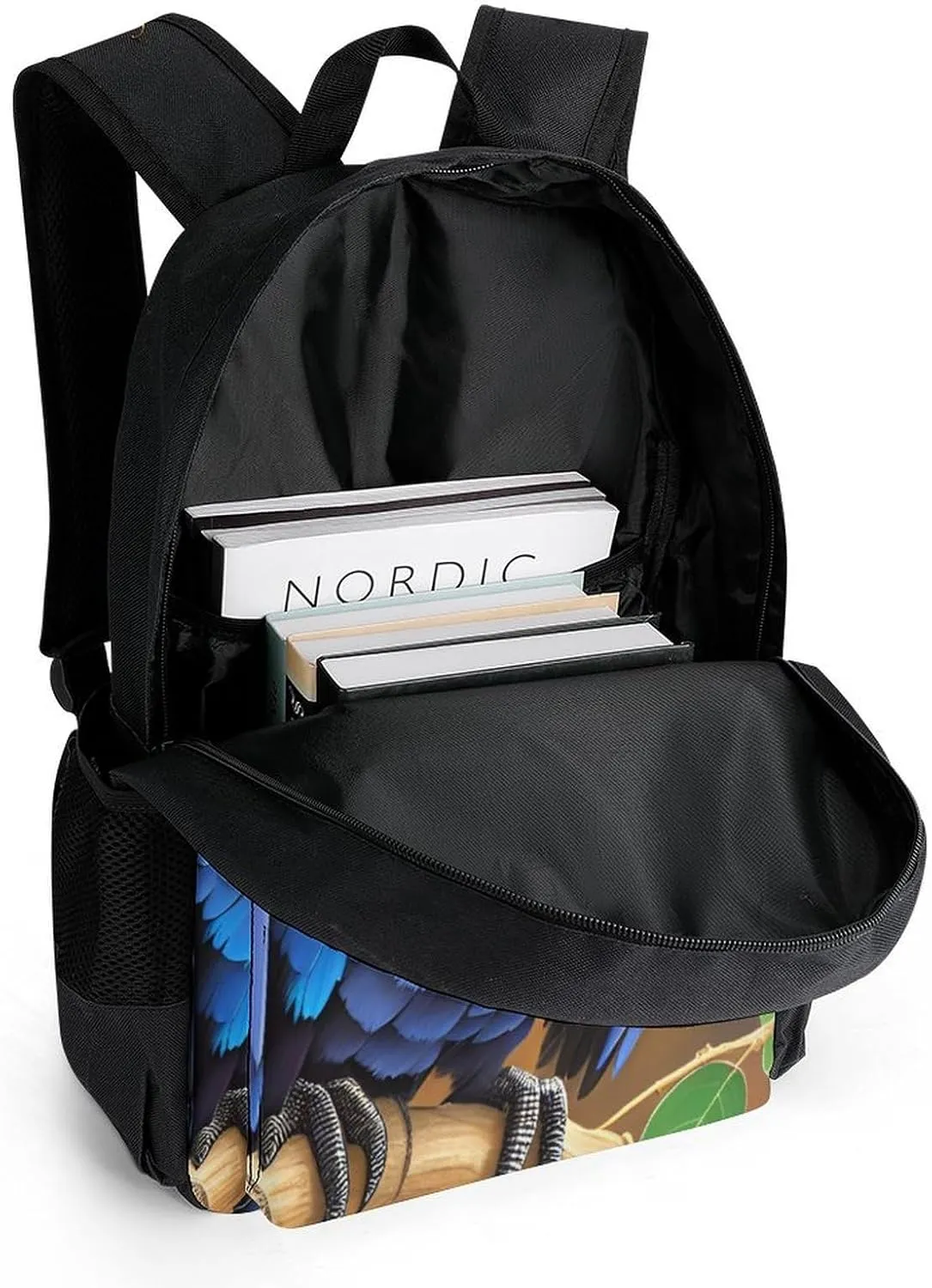 Hyacinth Macaw Art Rucksack Polyester Anti-Theft Multipurpose Bookbag Big Capacity Travel and Sport Backpack Rucksack With Side Pockets