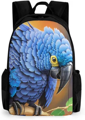 Hyacinth Macaw Art Rucksack Polyester Anti-Theft Multipurpose Bookbag Big Capacity Travel and Sport Backpack Rucksack With Side Pockets