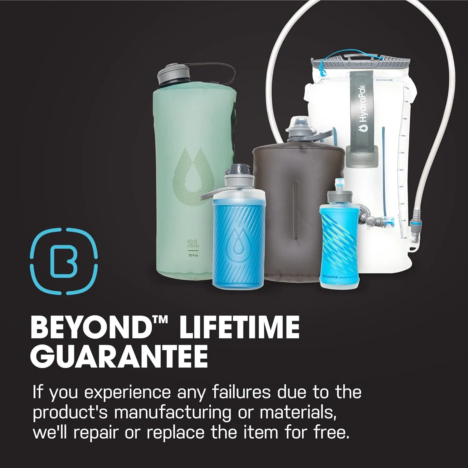 HydraPak Cenote (2L or 3L Hydration Reservoir) - Everyday Water Bladder Made in The USA, Fits Most Packs - Leak-Proof Cap, No-Kink Tube and Self-Sealing Valve