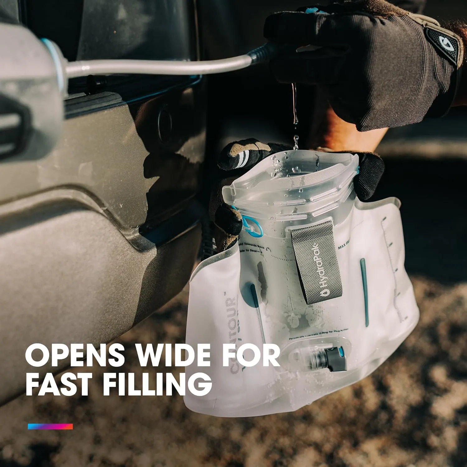 HydraPak Water Reservoir (1.5L, 2L, 3L) - Hydration Bladder Fits Most Backpacks – High-Flow Bite Valve, Leak Proof, Fully Reversible, and Dishwasher Safe