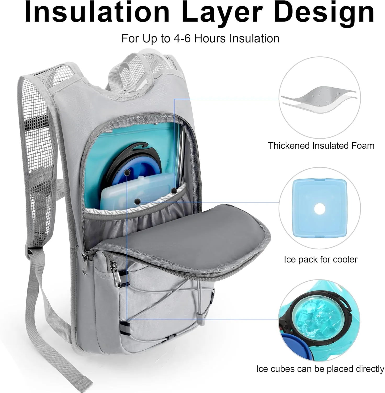 Hydration Backpack - Lightweight Water Backpack with 2L Water Bladder Bag, Running Hydration Vest Backpack for Men Women, Hydration Pack for Hiking, Cycling, Climbing MIYCOO