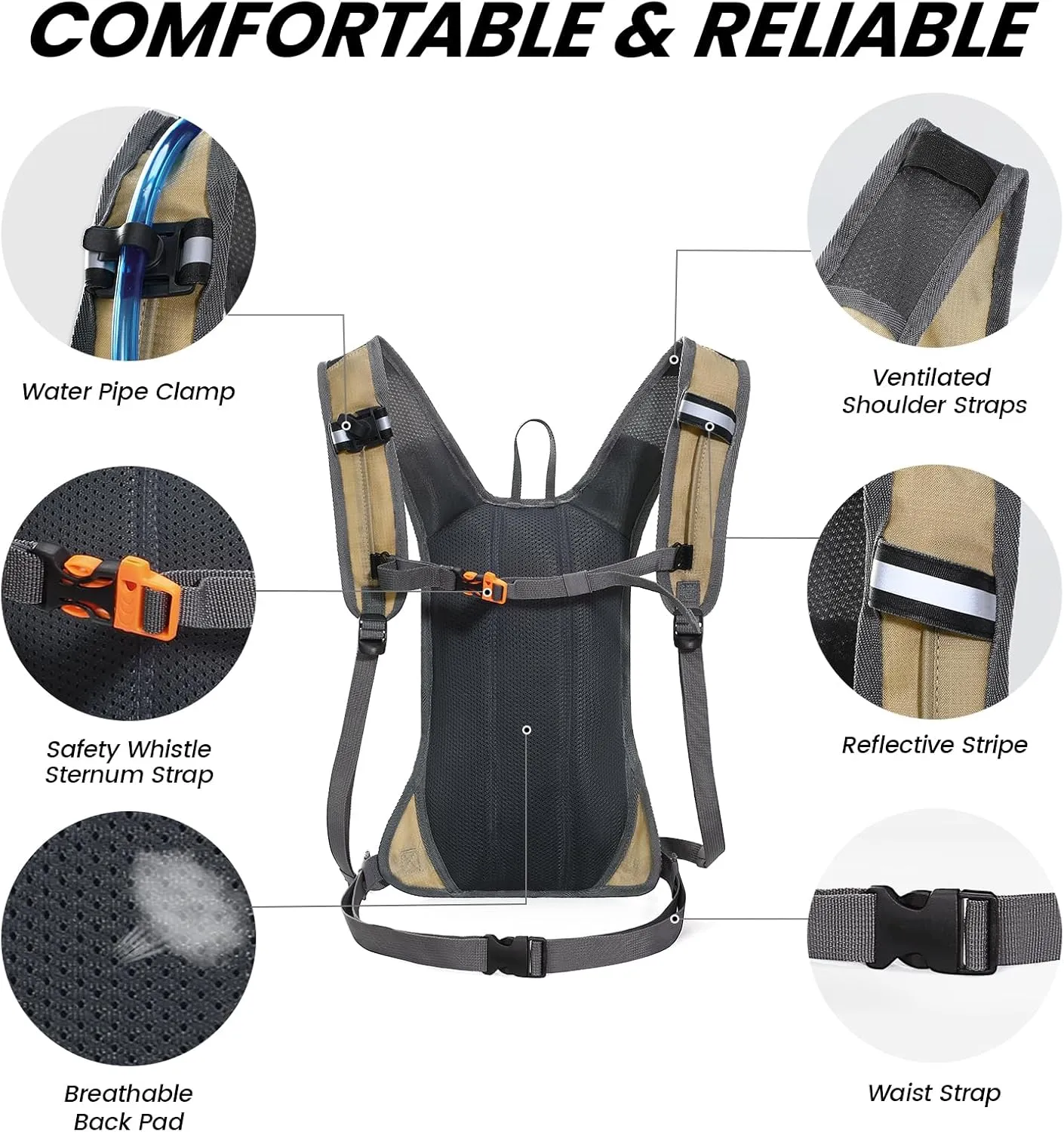 Hydration Pack Backpack for Women & Men, Lightweight Water Backpack with 2L Water Bladder for Hiking Cycling Running Biking