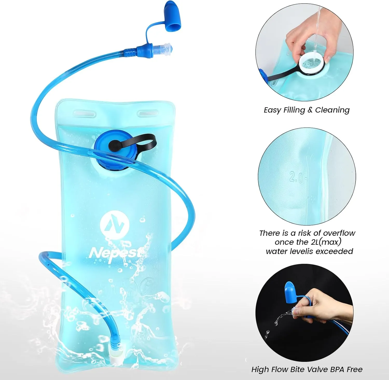 Hydration Pack Backpack for Women & Men, Lightweight Water Backpack with 2L Water Bladder for Hiking Cycling Running Biking