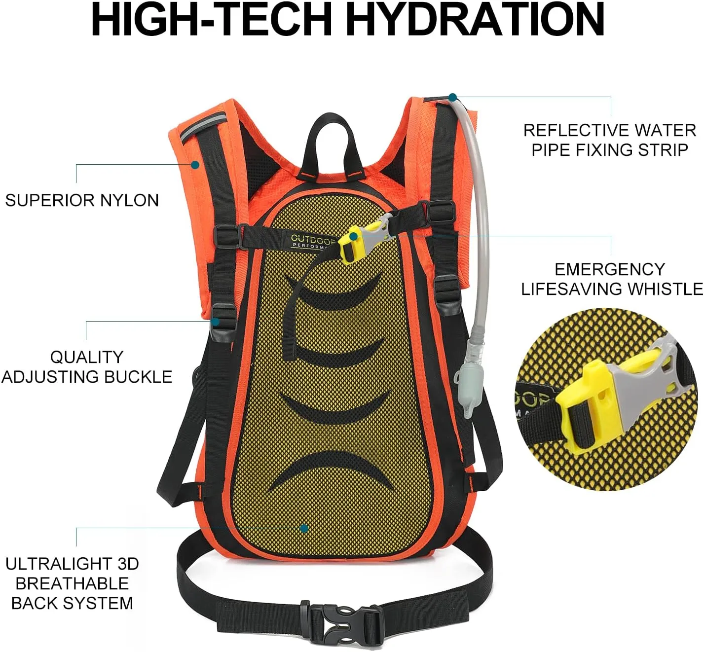 Hydration Pack Backpack, Lightweight Water Backpack with 2L Leakproof Hydration Bladder Daypack for Men Women,Running Hydration Vest for Outdoor Trail