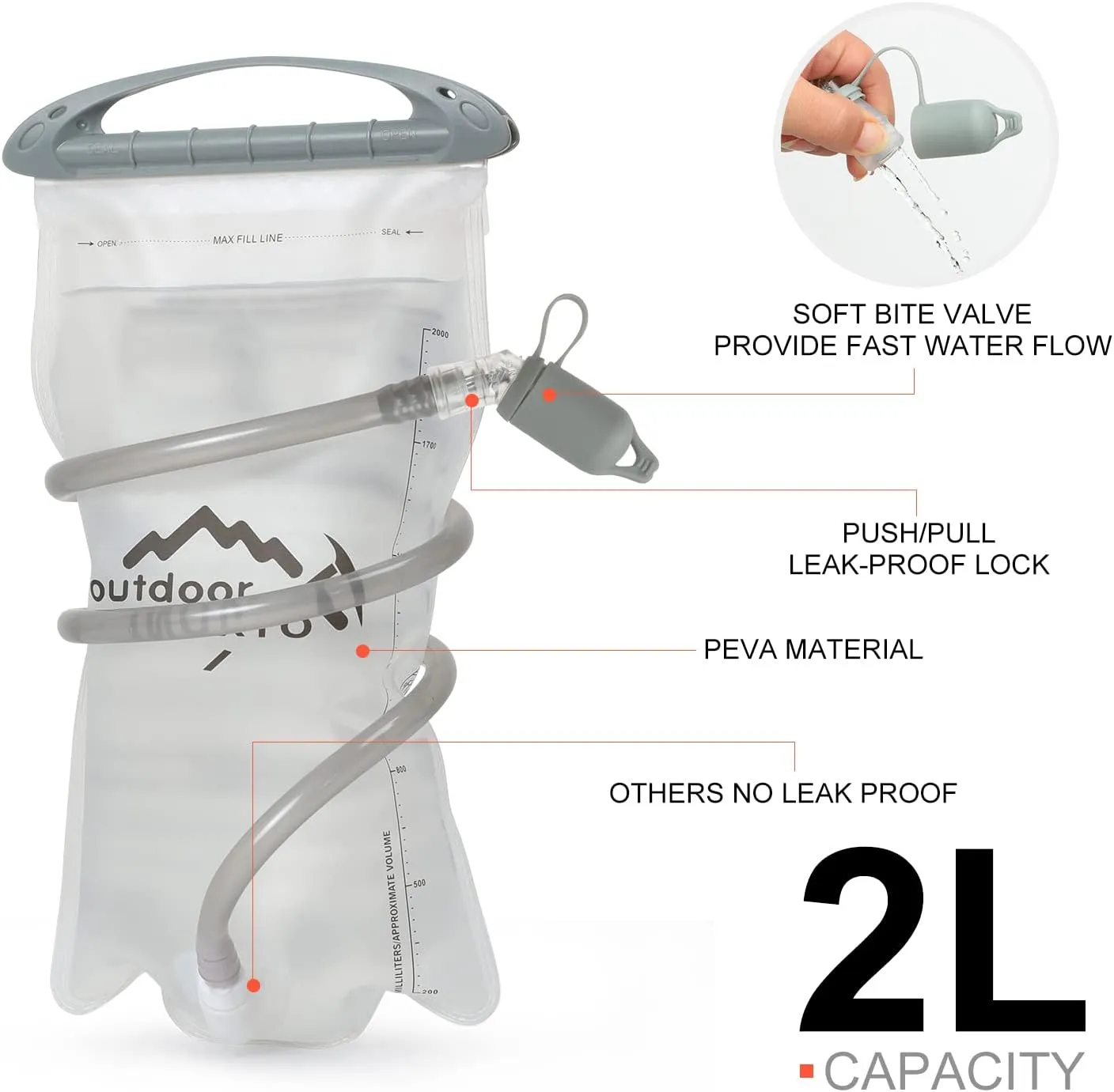 Hydration Pack Backpack, Lightweight Water Backpack with 2L Leakproof Hydration Bladder Daypack for Men Women,Running Hydration Vest for Outdoor Trail