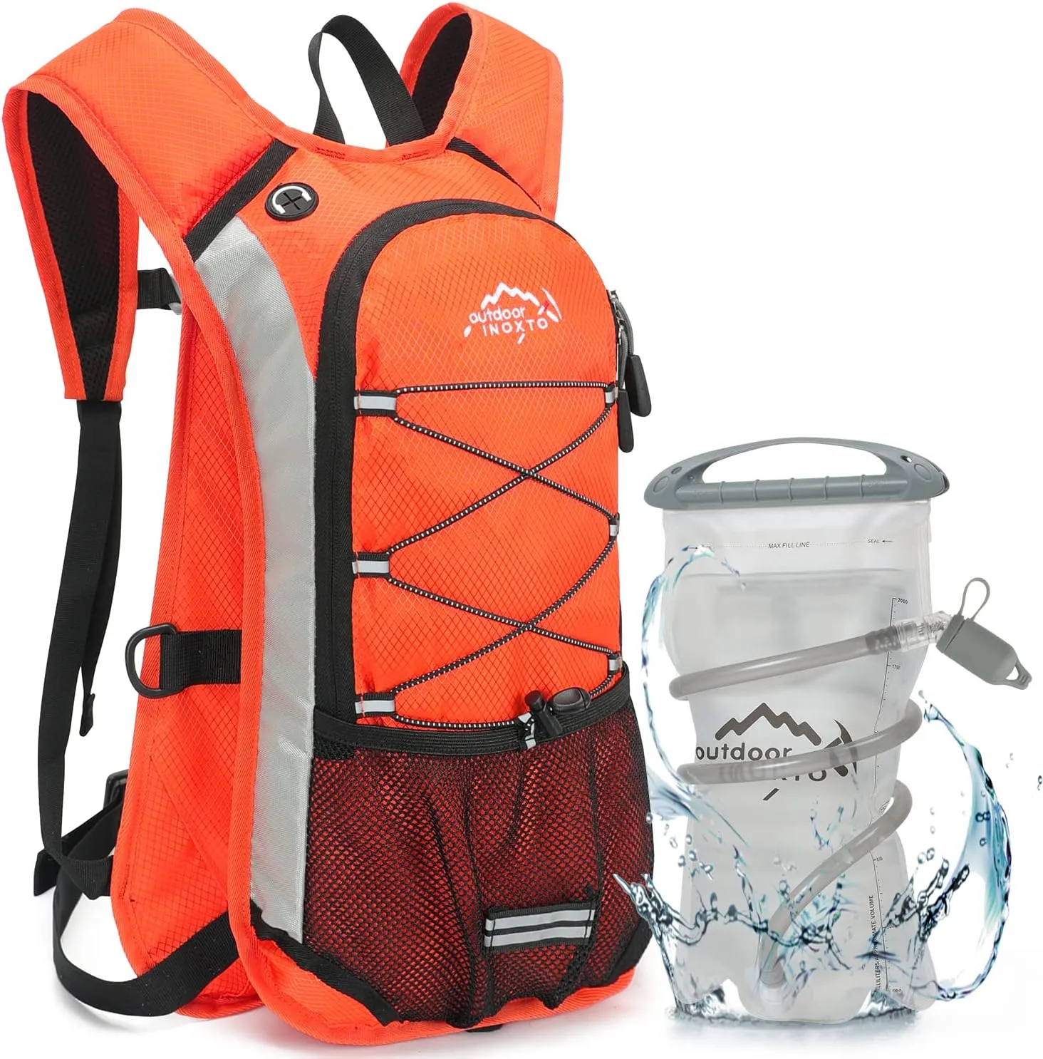 Hydration Pack Backpack, Lightweight Water Backpack with 2L Leakproof Hydration Bladder Daypack for Men Women,Running Hydration Vest for Outdoor Trail