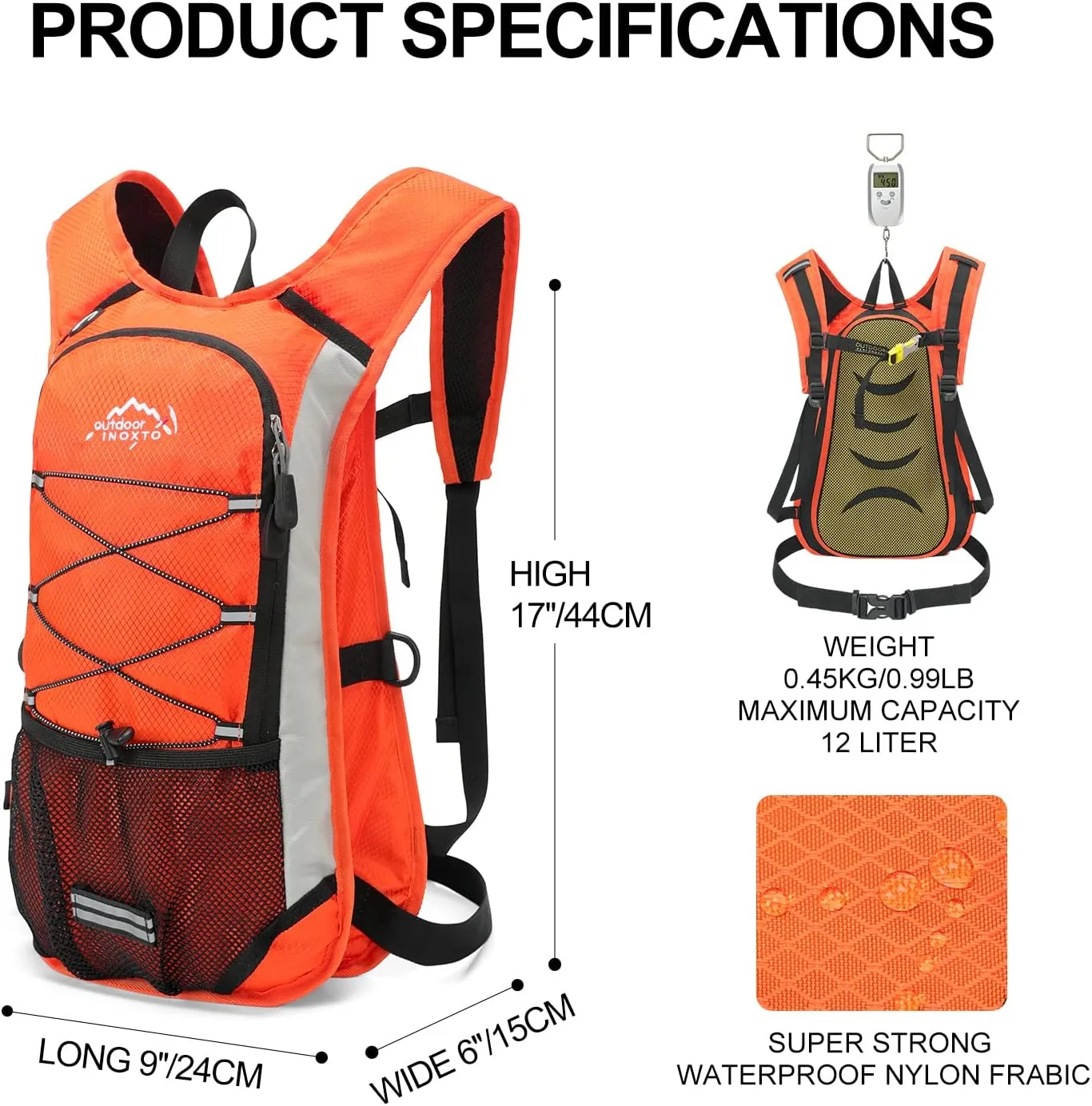 Hydration Pack Backpack, Lightweight Water Backpack with 2L Leakproof Hydration Bladder Daypack for Men Women,Running Hydration Vest for Outdoor Trail