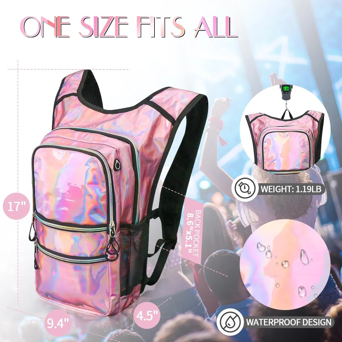 Hydration Pack, Water Backpack with 3L Hydration Bladder Lightweight Insulation, Festival Essential, Rave Hydration Backpack, Hydropack Backpack for Rave, Hiking, Biking, Running, Festival Gear