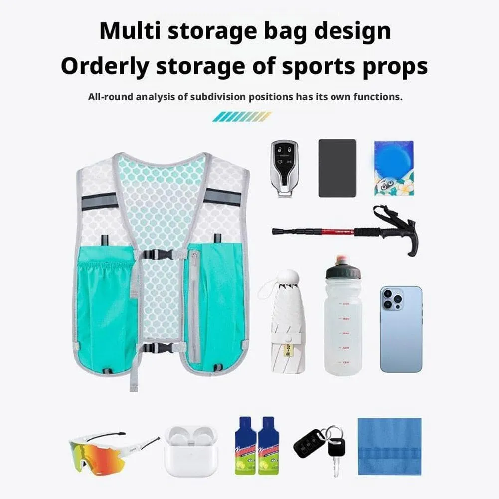 Hydration Vest Breathable Adjustable Runner Rucksack Water Pack Marathon Cross-Country Running Backpack for Camping Biking Jogging Mountaineering