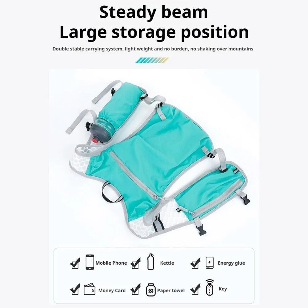 Hydration Vest Breathable Adjustable Runner Rucksack Water Pack Marathon Cross-Country Running Backpack for Camping Biking Jogging Mountaineering