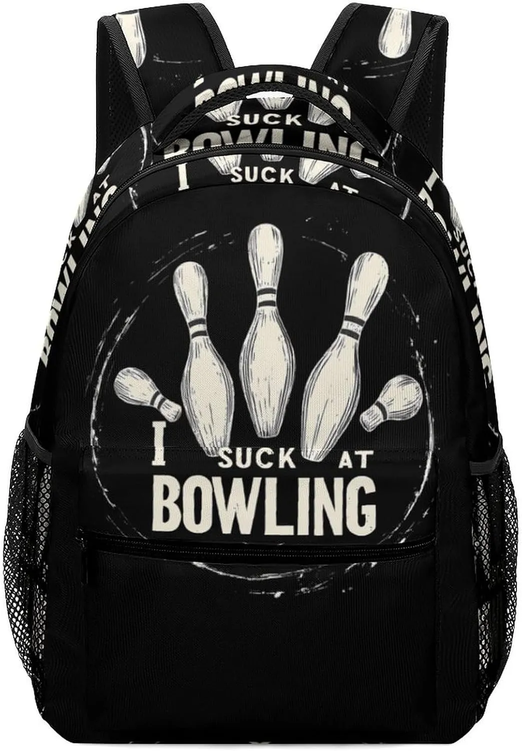 I Suck At Bowling Unisex Backpack Casual Daypacks Lightweight Shoulders Bag for Camping Hiking Travel Gear