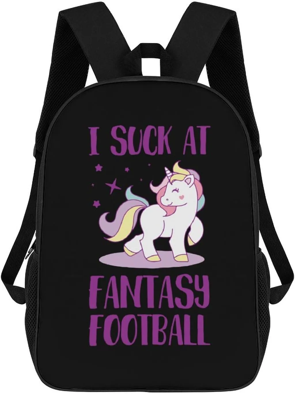 I Suck at Fantasy Football U-nicorn Fashion 17 Inch Backpack Simple Shoulders Daypacks Lightweight Laptop Bag Travel Gear