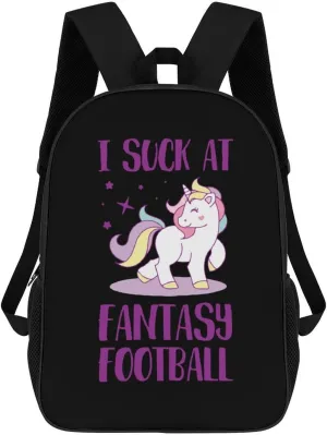 I Suck at Fantasy Football U-nicorn Fashion 17 Inch Backpack Simple Shoulders Daypacks Lightweight Laptop Bag Travel Gear