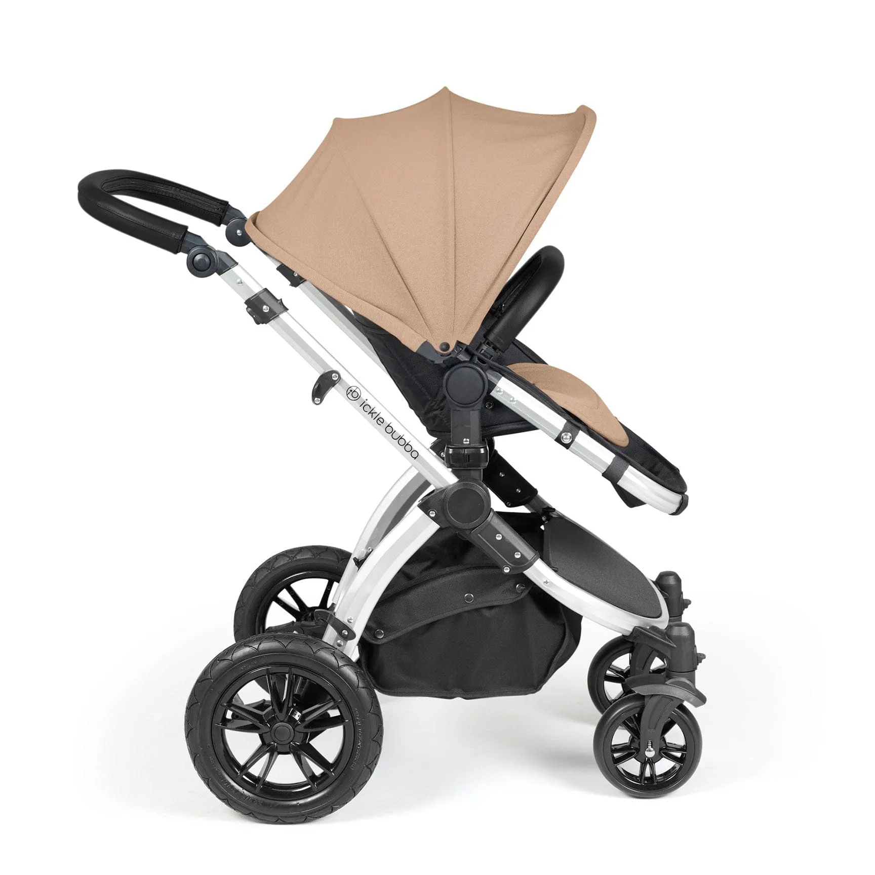 Ickle Bubba Stomp Luxe 2 in 1 Premium Pram - Silver/Desert/Black