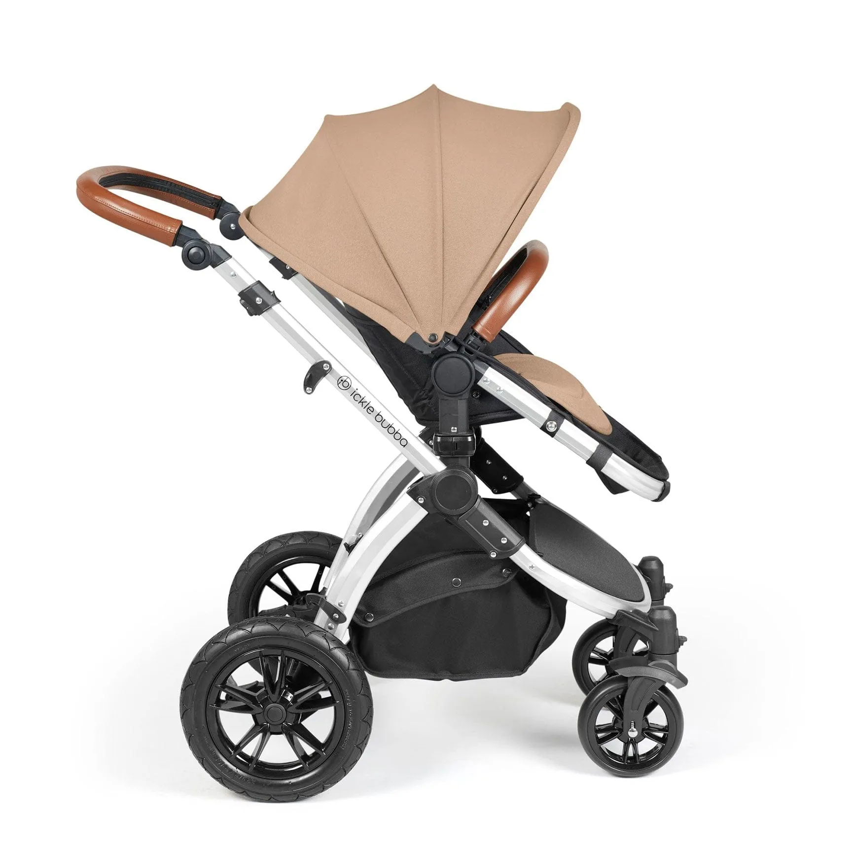 Ickle Bubba Stomp Luxe 2 in 1 Premium Pram - Silver/Desert/Tan