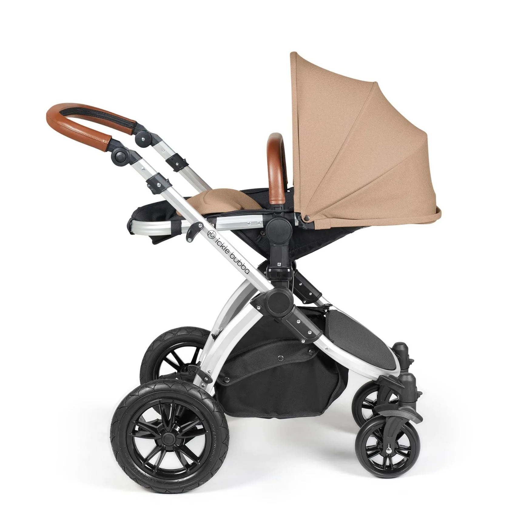 Ickle Bubba Stomp Luxe 2 in 1 Premium Pram - Silver/Desert/Tan