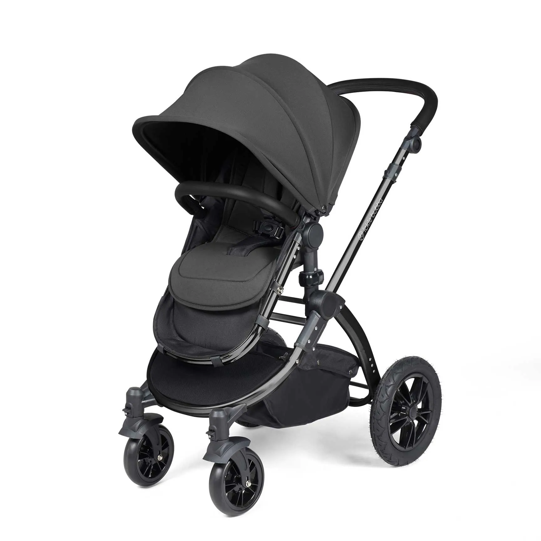 Ickle Bubba Stomp Luxe 2-in-1 Premium Pushchair in Black/Charcoal Grey/Black