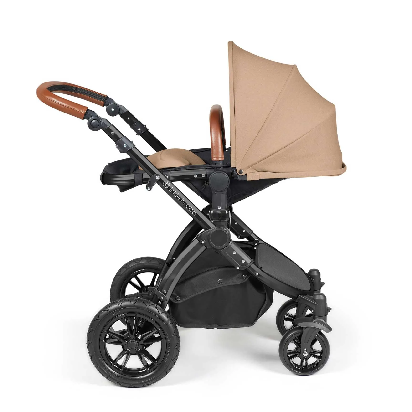 Ickle Bubba Stomp Luxe 2-in-1 Premium Pushchair in Black/Desert/Tan