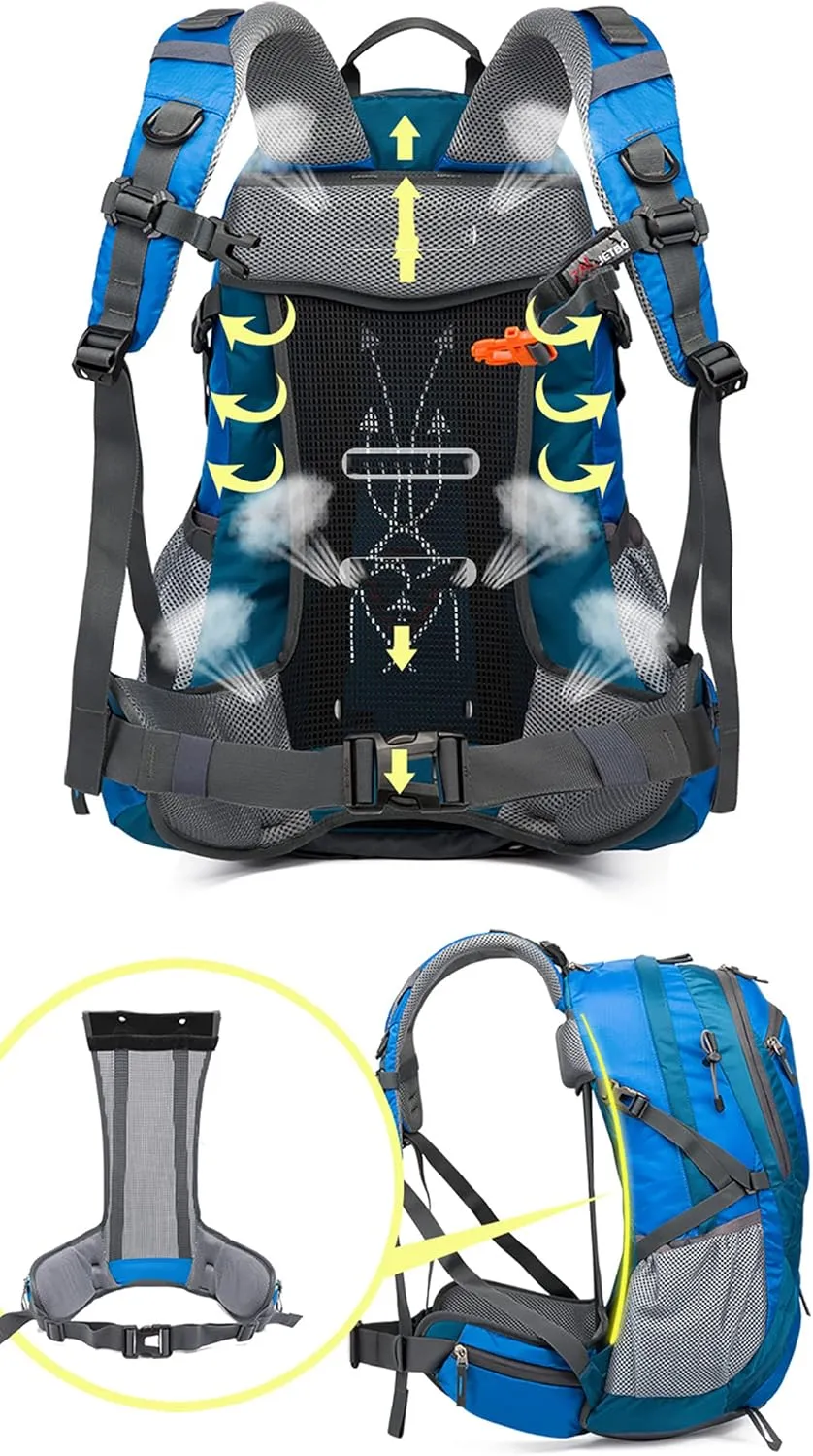 IKXO Hiking Backpack Waterproof Men Women Outdoor Travel for Trekking Camping Walking with Cover Student College School Daypack