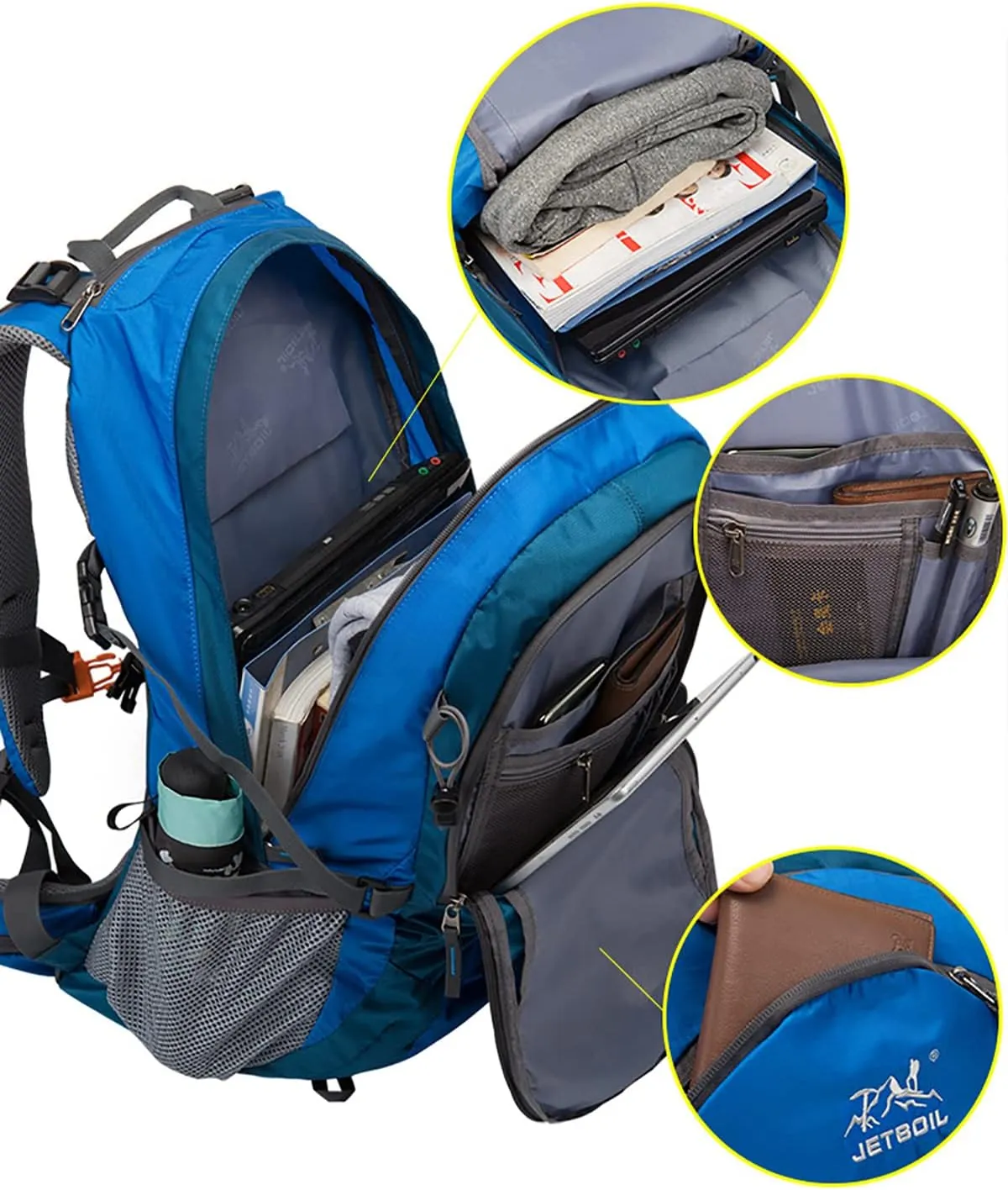 IKXO Hiking Backpack Waterproof Men Women Outdoor Travel for Trekking Camping Walking with Cover Student College School Daypack