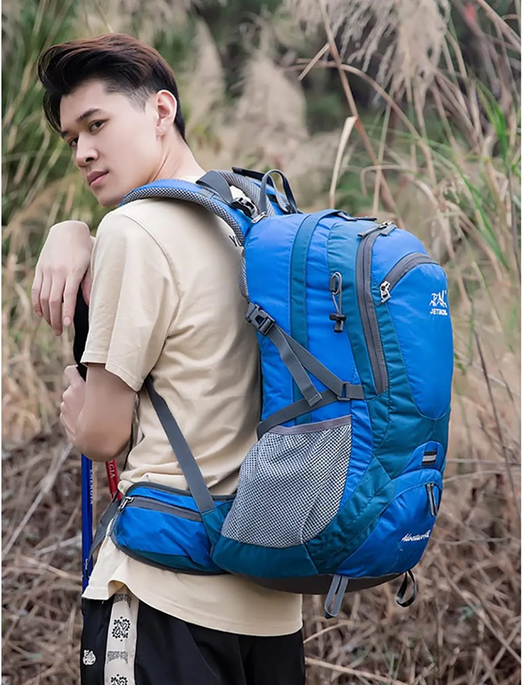 IKXO Hiking Backpack Waterproof Men Women Outdoor Travel for Trekking Camping Walking with Cover Student College School Daypack