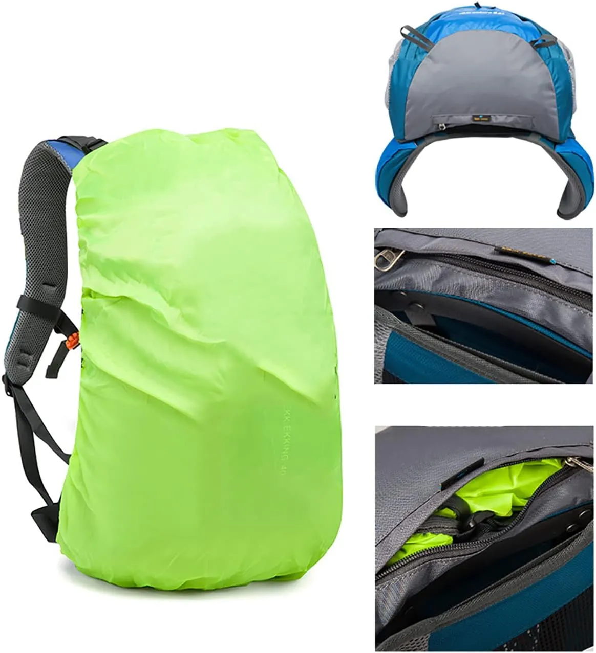 IKXO Hiking Backpack Waterproof Men Women Outdoor Travel for Trekking Camping Walking with Cover Student College School Daypack