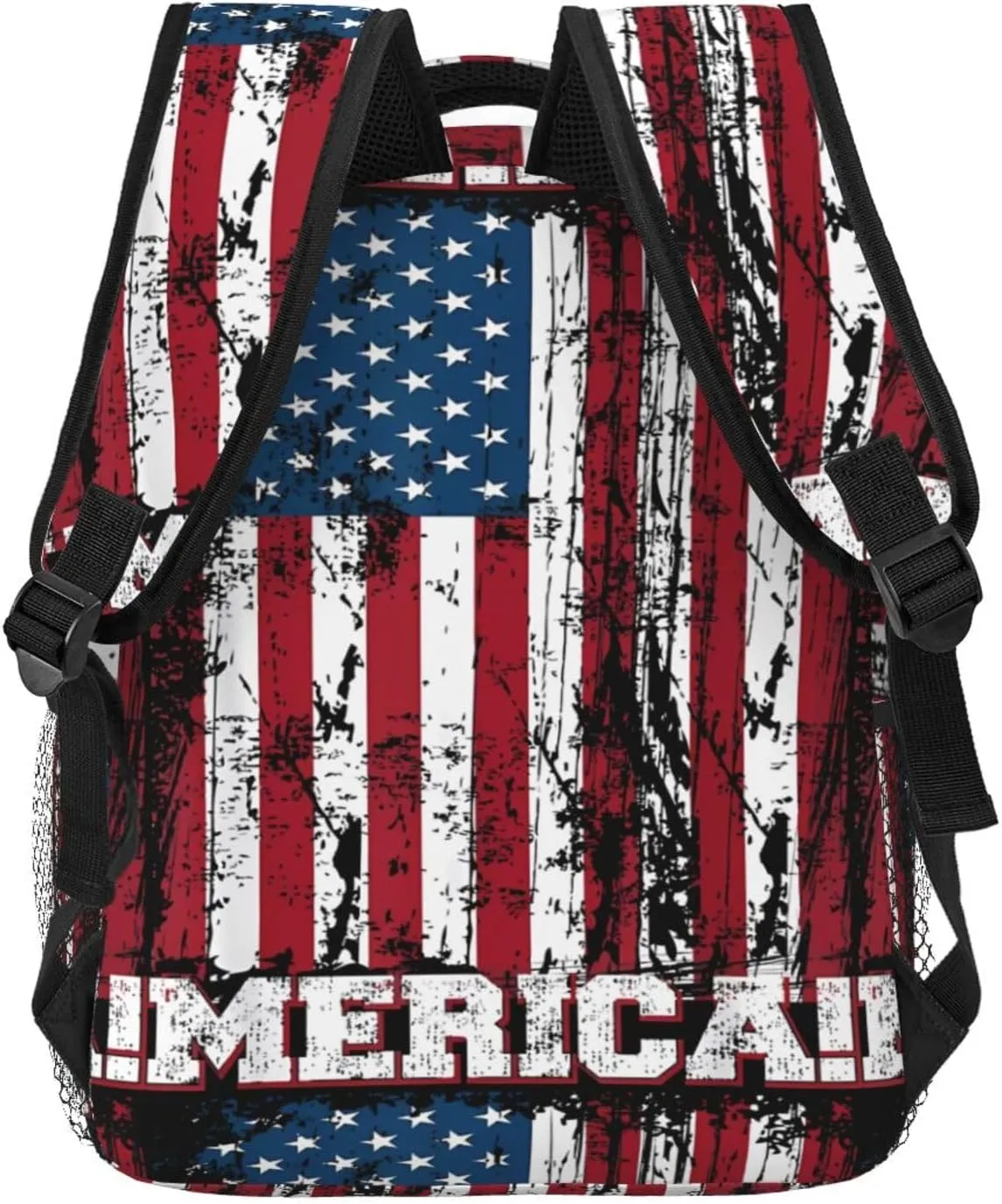 Independence Day American Flag Patriotic Backpack Casual Pack Bag Laptop Backpack With Side Pocket Front Zipper Pocket Bookpack Travel Daypack Picnic Rucksack
