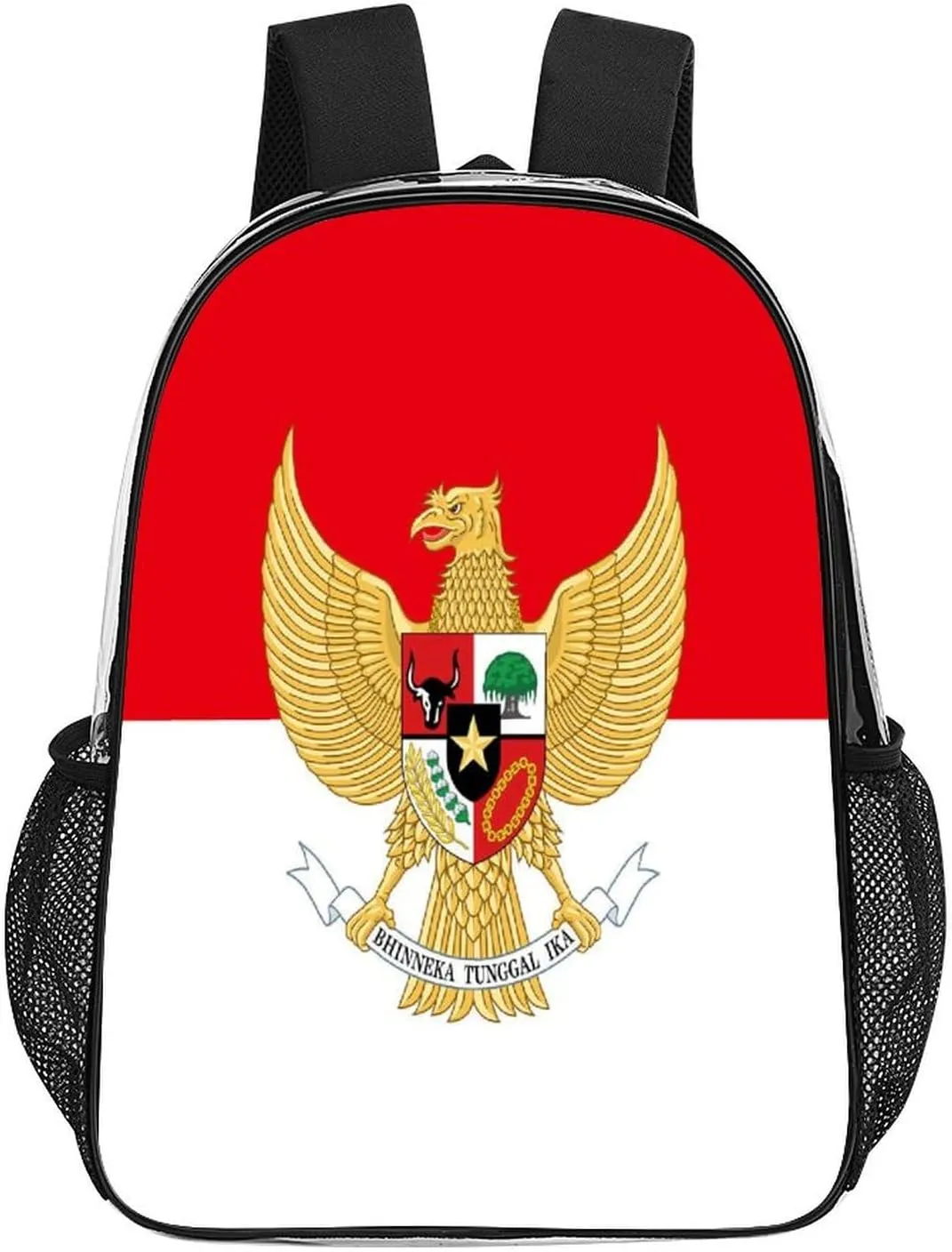 Indonesian Flag Indonesia Emblem Clear Shoulders Bag Unisex Backpack for Camping Hiking Travel