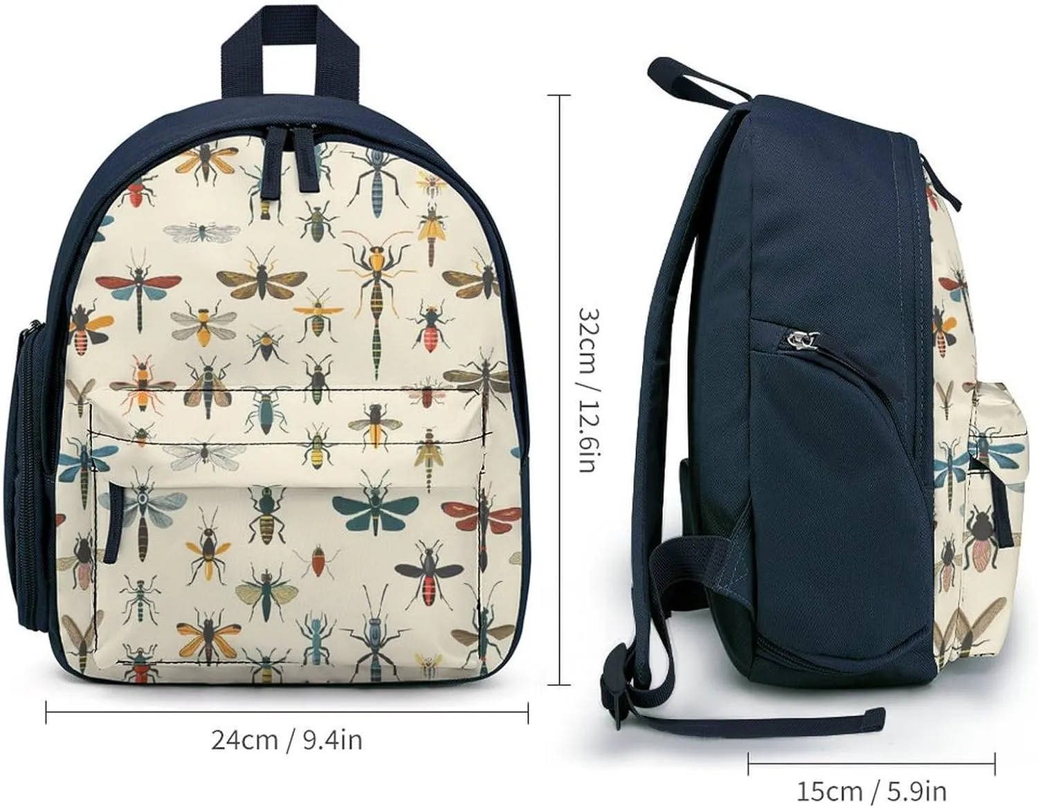 Insect Backpack Cute Mini Laptop Bag Travel Daypacks Adjustable Shoulder Strap Blue-style