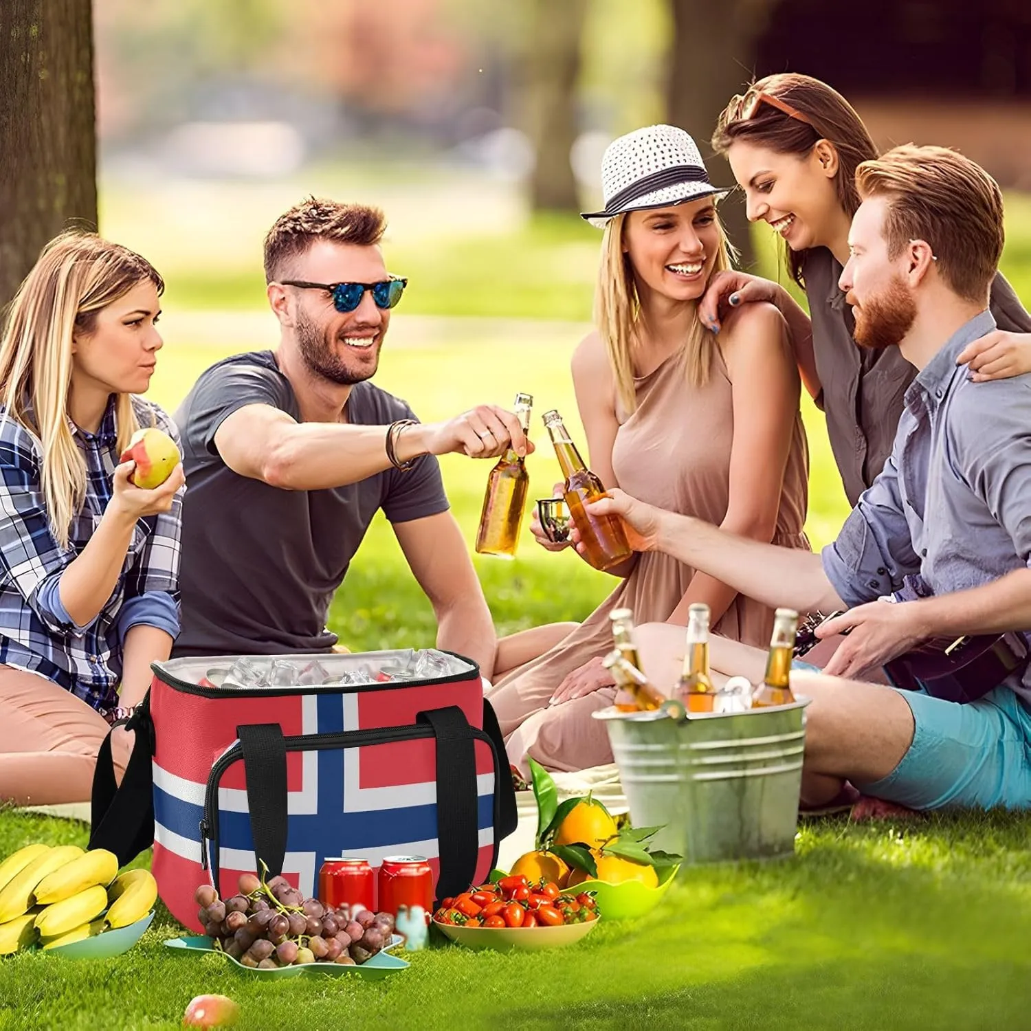 Insulated Cooler Bag for Women Men Leakproof 24 Can Camping Cooling Bags for Travel Outdoors Trip