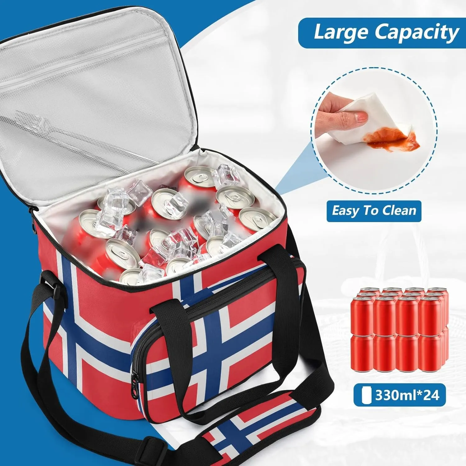 Insulated Cooler Bag for Women Men Leakproof 24 Can Camping Cooling Bags for Travel Outdoors Trip