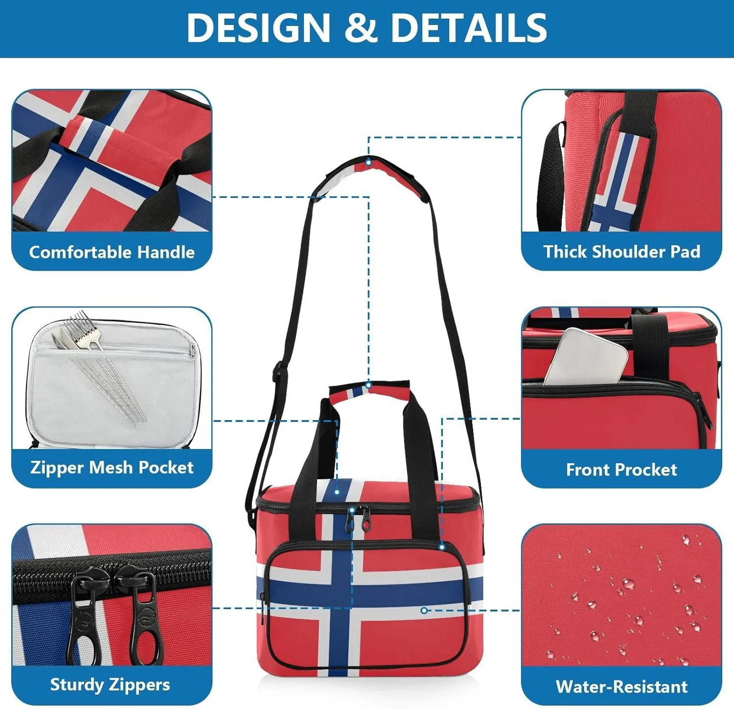 Insulated Cooler Bag for Women Men Leakproof 24 Can Camping Cooling Bags for Travel Outdoors Trip