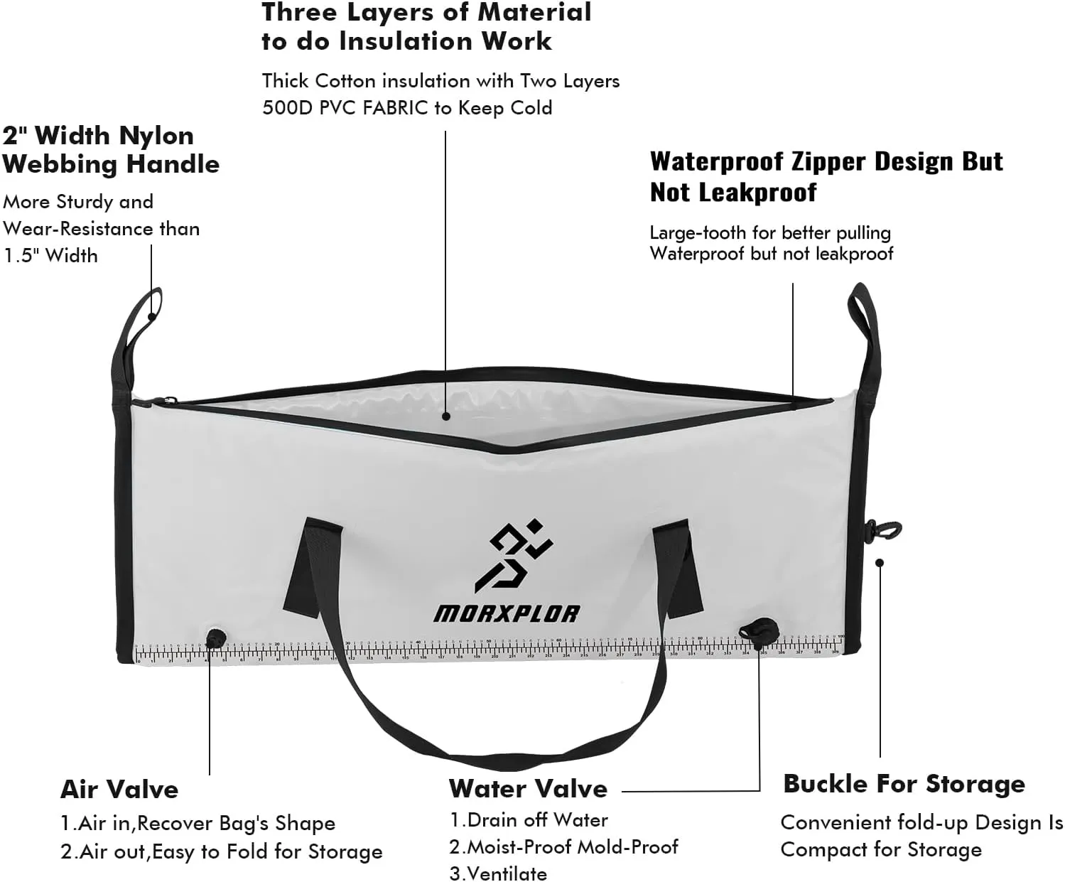 Insulated Fish Cooler Bag for Fishing 41x17 47x17In 50x20In 60x24 72x30 Inch,Large Insulated Fish Kill Bag,Fishing Catch Bag Cooler with Common Smooth Water-Resistant Zipper