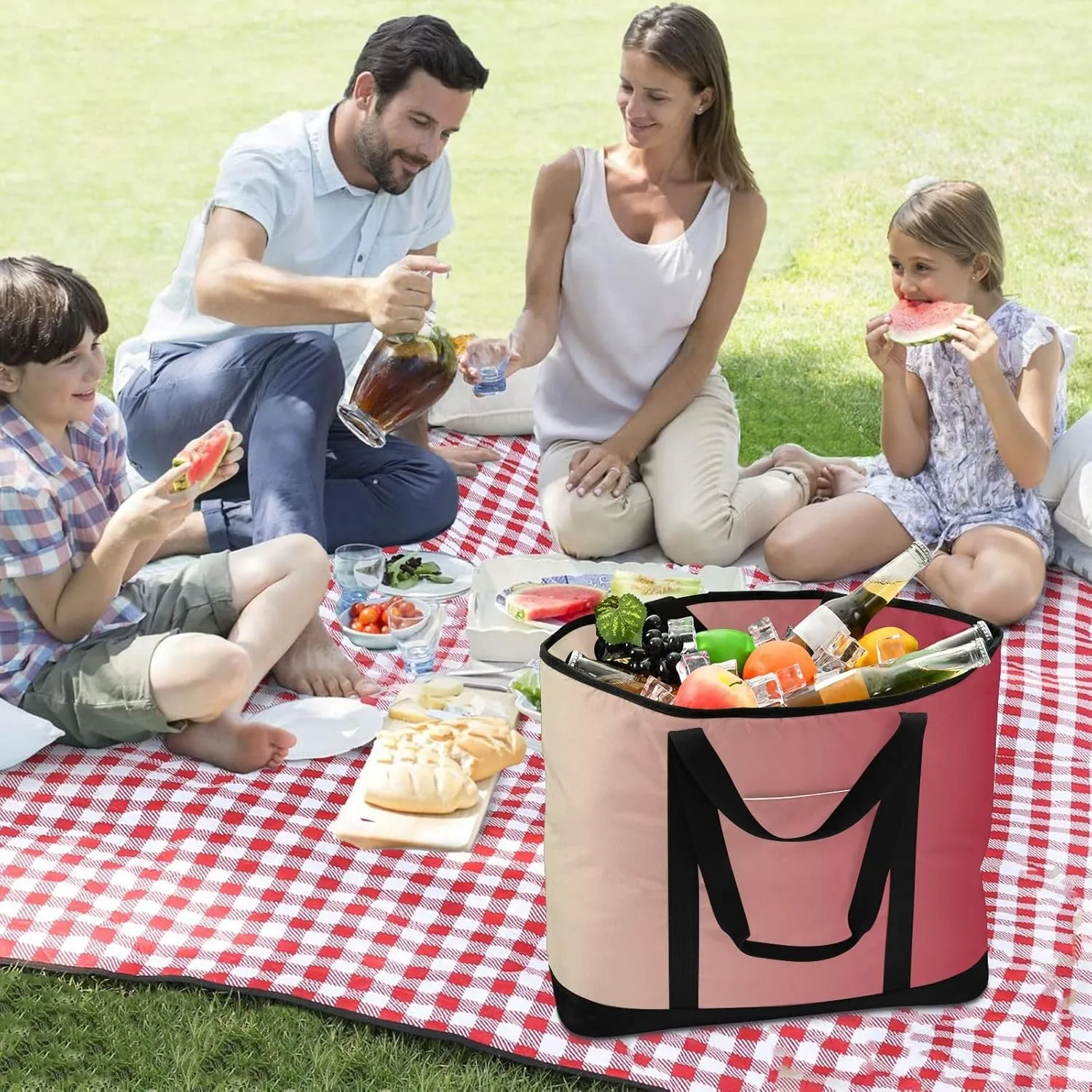 Insulated Soft Sided Cooler Bag Hot or Cold Carrier Portable Travel Cooler Personalized for Travel Picnics Delivery Blue Solid Color